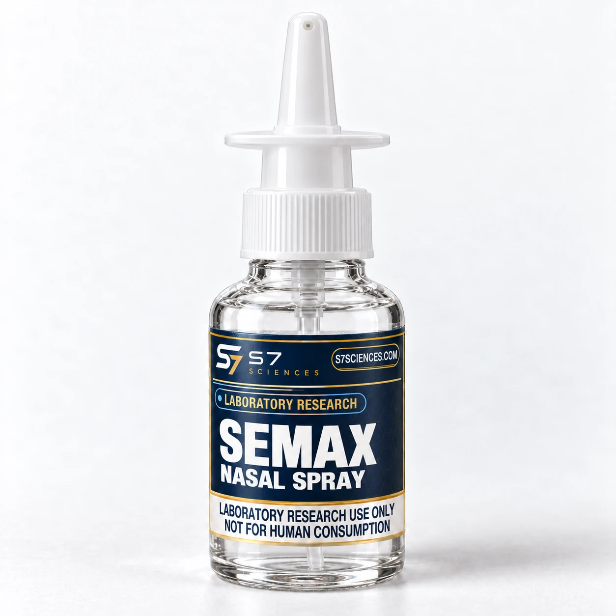 Illustrative S7 Sciences nasal spray bottle with the Semax label
