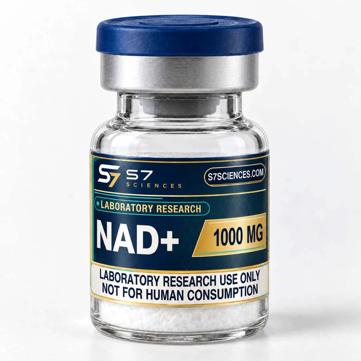 Illustrative S7 Sciences vial with the NAD+ 1,000 mg label